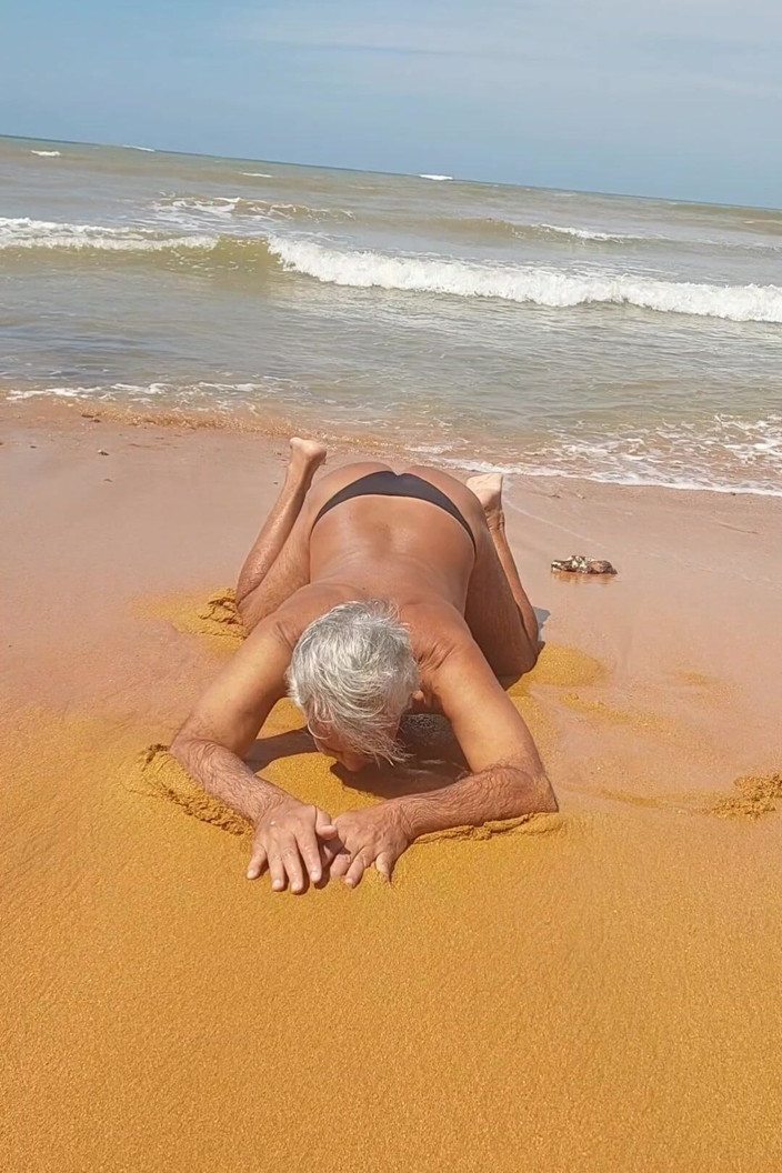 Ladysilvas: Ladysilva on the Beach in Panties Tanning Her Hot Ass