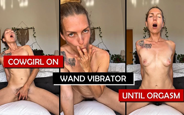 Amelie Lei: Vaquera montando mi vibrador de varita hasta el orgasmo!