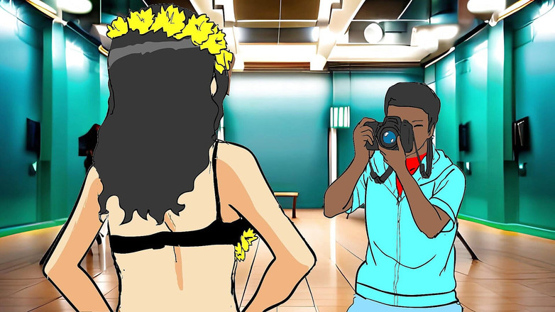 Ebonyhentai: Sexy africana modelo sedução sessão de fotos