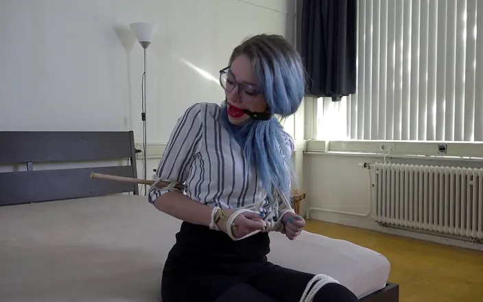 Restricting Ropes: Luna Grey - secretary ballgagged