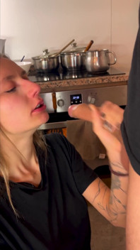 She Was Making Salad - Ended up Gagging on My Cock & Taking My Fist