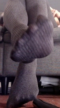 Slipping Into Grey Knit Pantyhose