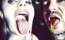 Goddess Misha Goldy: We are eating gummy worns &amp;amp; kissing ! Mouth , teeth, tongues, kiss,...