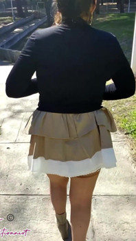 Outdoor Mini Skirt No Pantie with Anal Plug