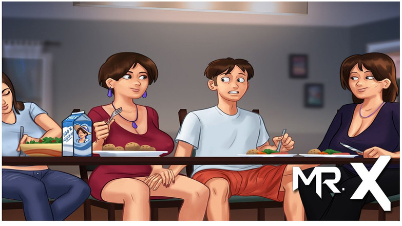 Mr Studio X: SummertimeSaga - due mature giocano con manici sotto la scheda