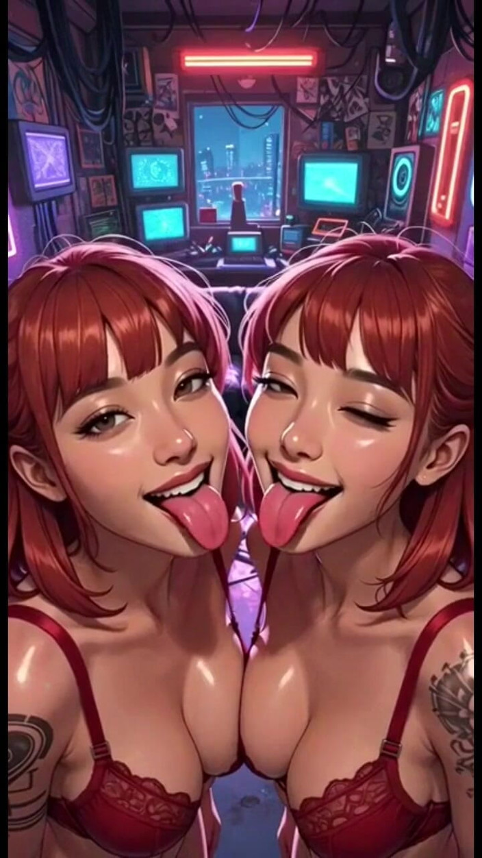 Hot girl dancing: Cute Lesbians Tongue and Kiss Fetish, Ai Animation