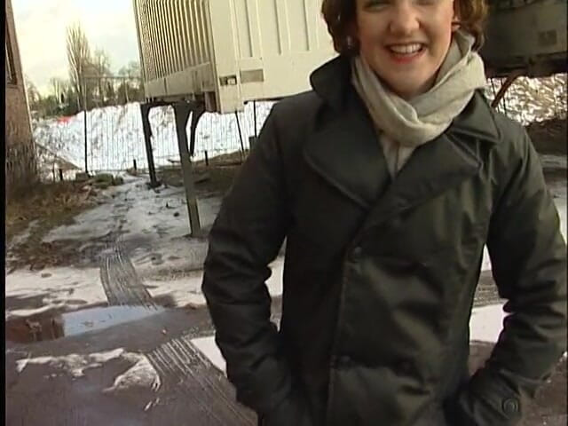 Lucky Cooch: Brunette flashing for the camera