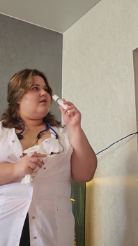 Chubby Nurse with Big Boobs Loves to Drink Patients Cum