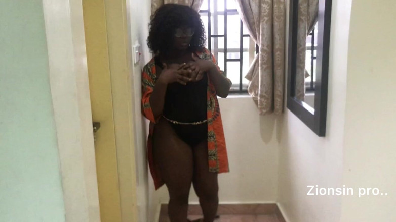 Zion: Thick Ebony African Pretty Slut Striptease in African Dress Before...