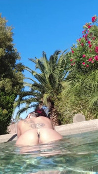 Hot Lesbian Interracial Fun in the Pool