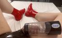 High quality socks: Black Latex Slip &amp;amp; Red Latex Toe Socks - Using Machine Til...