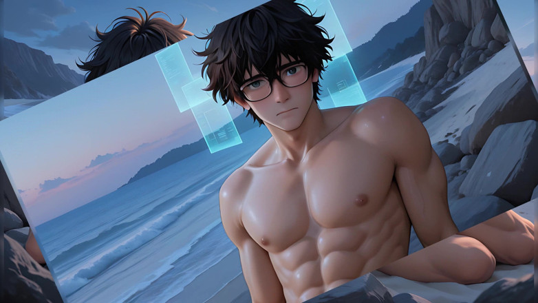 LustMen: This Cute Shy Book Lover on Beach Rocks Will Drive...