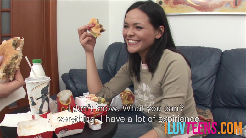 Iluvteens: Young couple enjoying fast food before engaging in dirty mischief