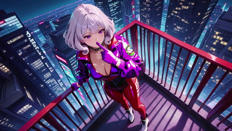 Tay Swift X: Teasing in a Purple Bodysuit on the Skyscraper Balcony, Pulling...