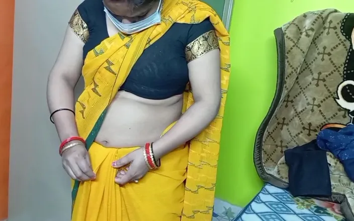 Manjushukla: Indian Beautiful Bhabhi in Yellow Color Sari.