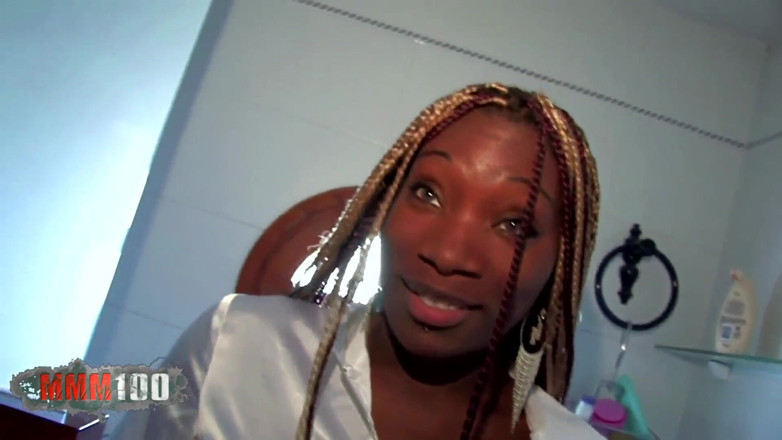 MMM100: Young Black Slut Fucked in the Ass in the Bathroom