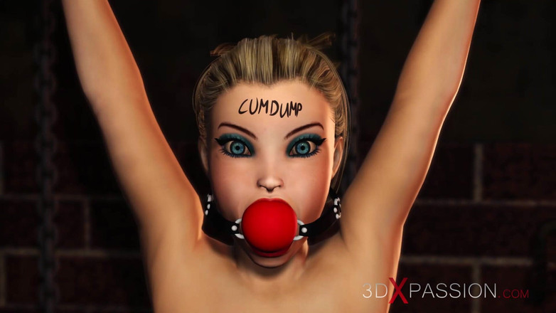 3dxpassion: セクシーなボールギャグブロンドは地下室でBBCとアナルセックスをしています