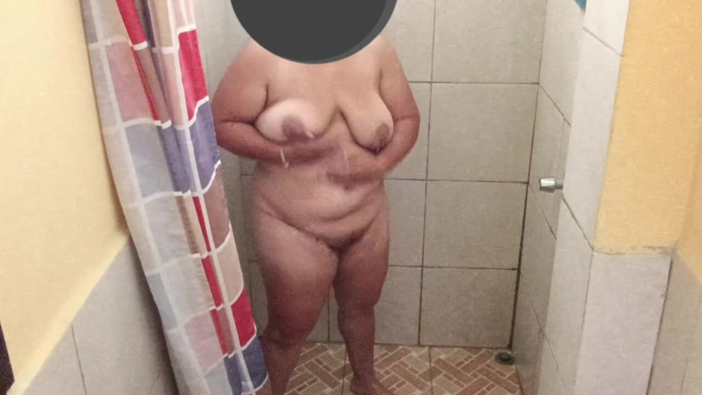 Stepmom_with_big_tits: Taking a Shower in a Public Restroom.