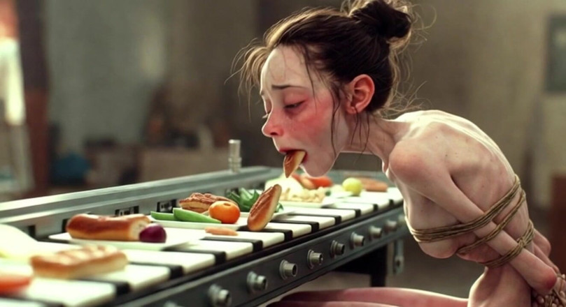YOUR BEST FANTASY: Extremely Skinny Girl Bound - Stuffed with Food Until Full