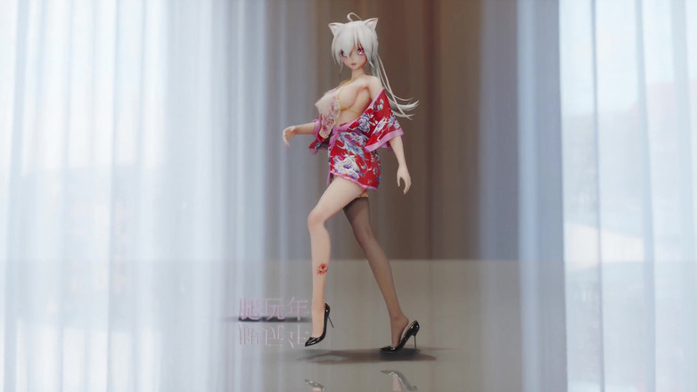 MikuMotion: Шоколадные сливки из чонгсама; Черные чулки; Высокие каблуки с красными подошвами