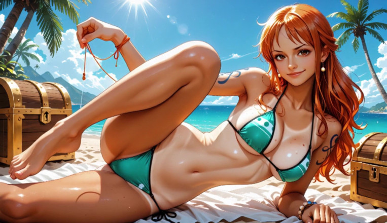 Sdanimacionescol: Nami fucked ciężko przez Luffy i Zoro - Trójkąt na plaży...