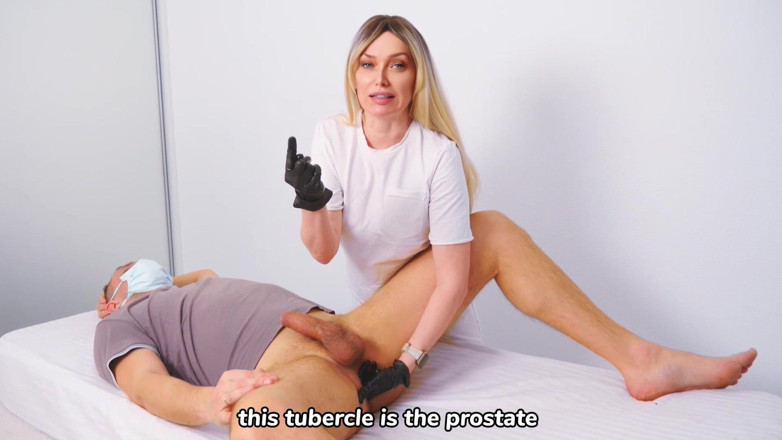 Nimfomanhub: Prostate Massage Masterclass: Gloved Blonde MILF Teaches Perfect Technique &amp; Handjob...