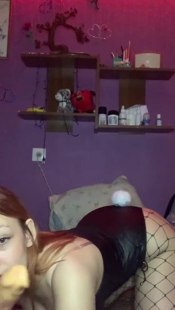 Your Sexy GF: A beautiful bitch in stockings sucks a dildo and she...