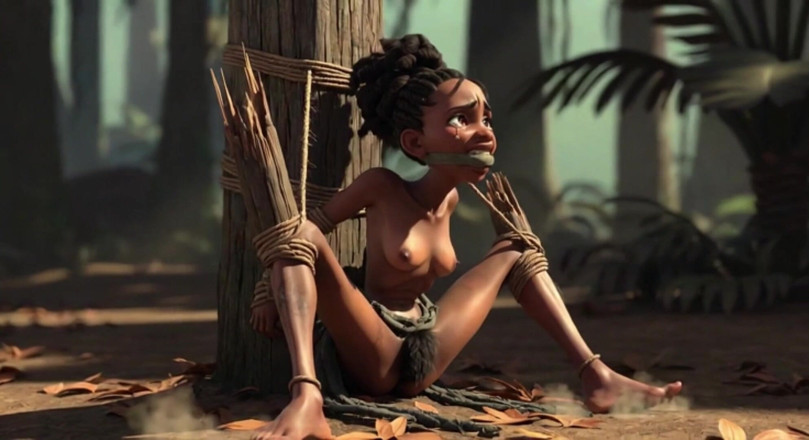 YOUR BEST FANTASY: African Girl Bound in Rope Bondage - Hairy Wet Pussy Craving...