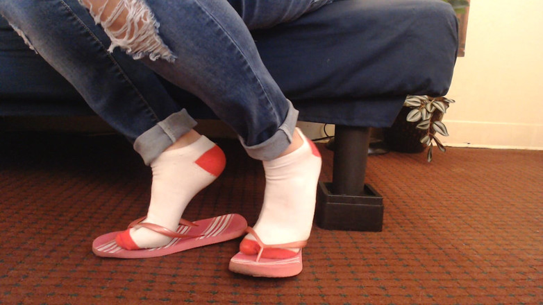 Abby Anna: Socks Pink Flip Flops Shoeplay